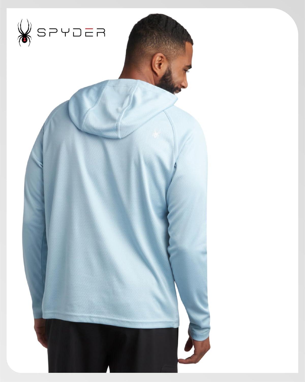 imageSpyder Mens Sun Hoodie UPF 50 UV Protection Long Sleeve Rash Guard Quick Dry Moisture Wicking Swim Shirts for MenSky
