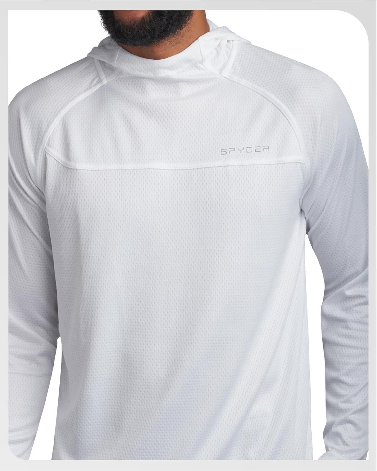 imageSpyder Mens Sun Hoodie UPF 50 UV Protection Long Sleeve Rash Guard Quick Dry Moisture Wicking Swim Shirts for MenWhite