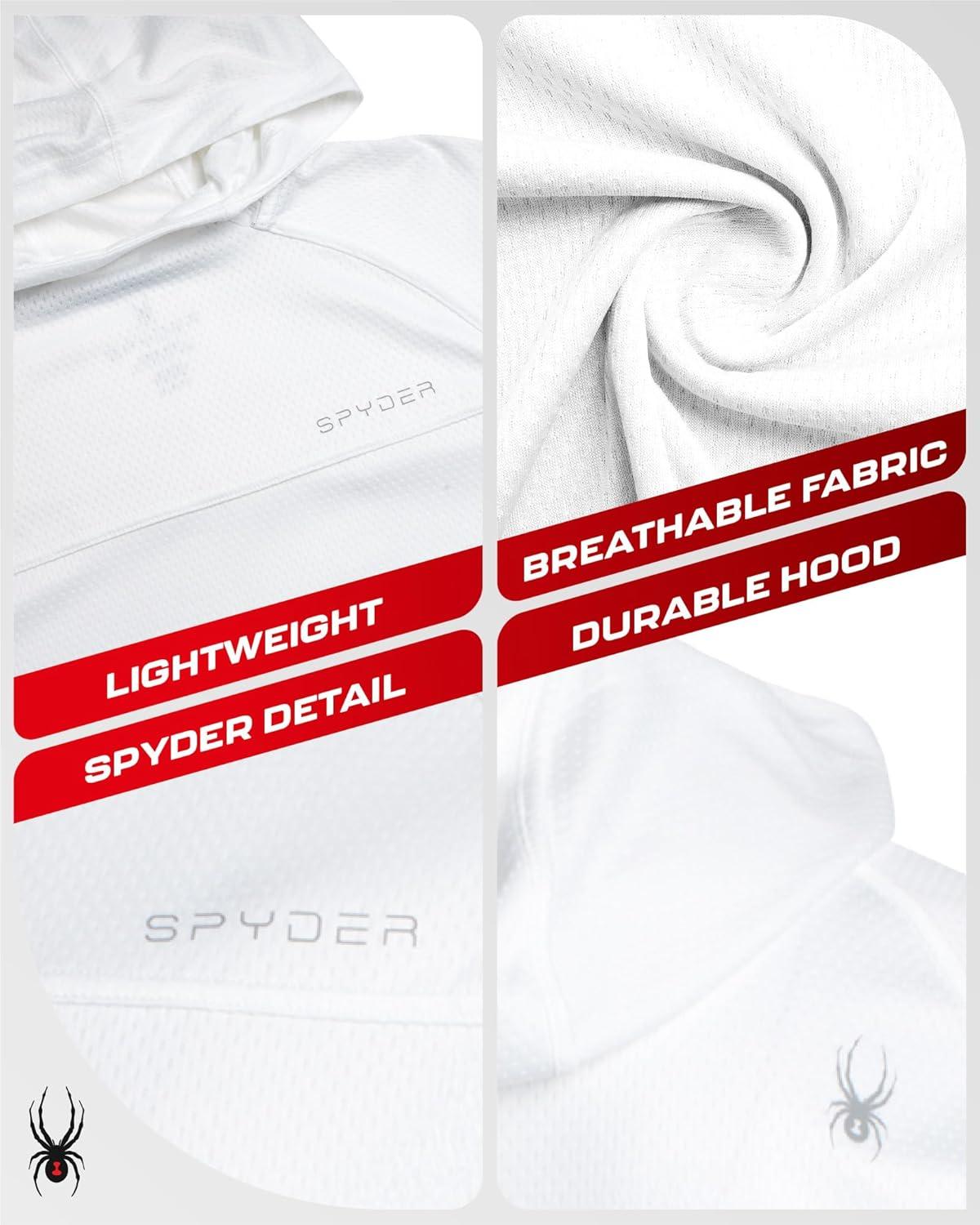 imageSpyder Mens Sun Hoodie UPF 50 UV Protection Long Sleeve Rash Guard Quick Dry Moisture Wicking Swim Shirts for MenWhite