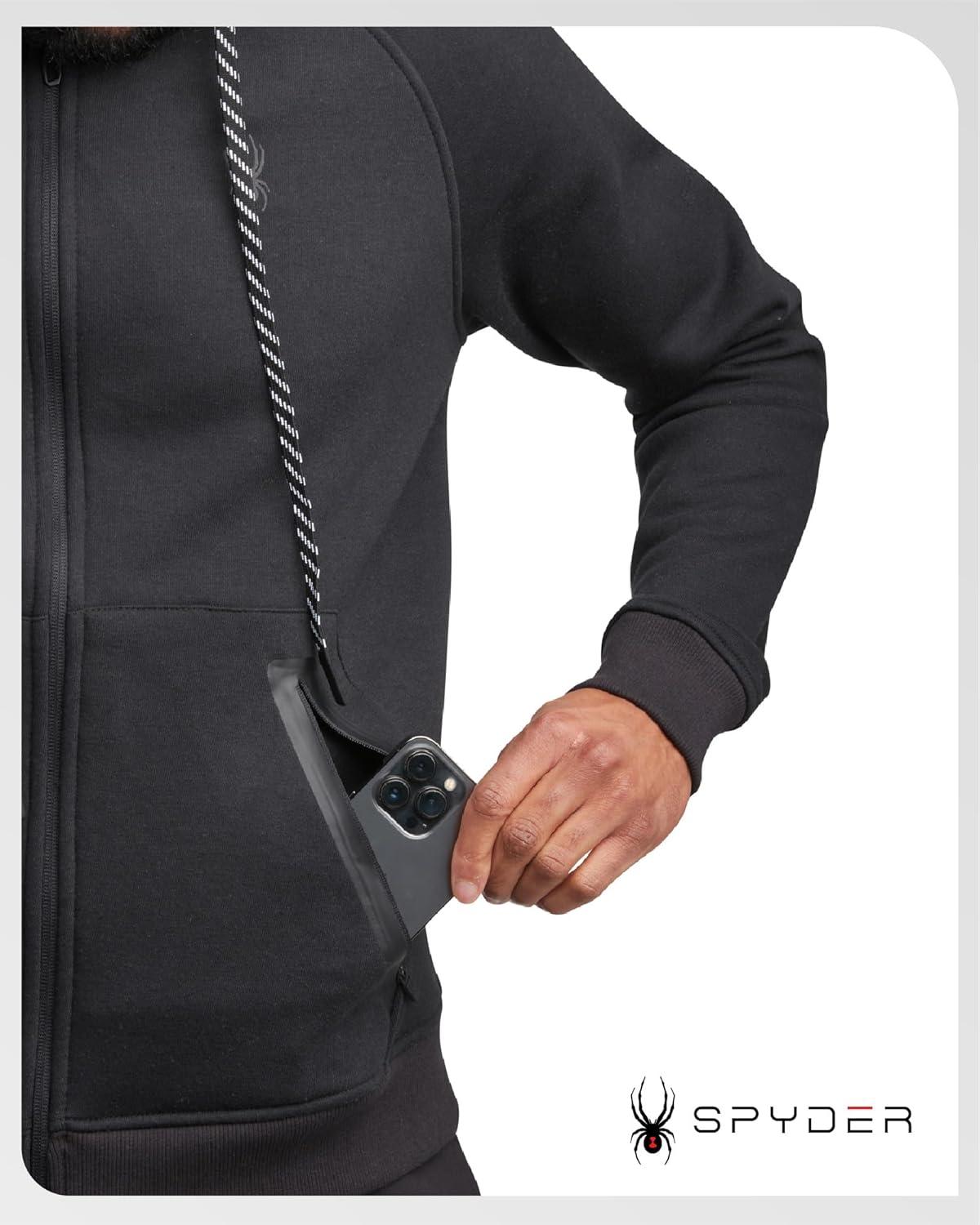 imageSpyder Mens Zip Up Hoodie Super Soft Performance Fleece Sweatshirts for Men Warm Athletic Hoodies for Running Walking GymBlack