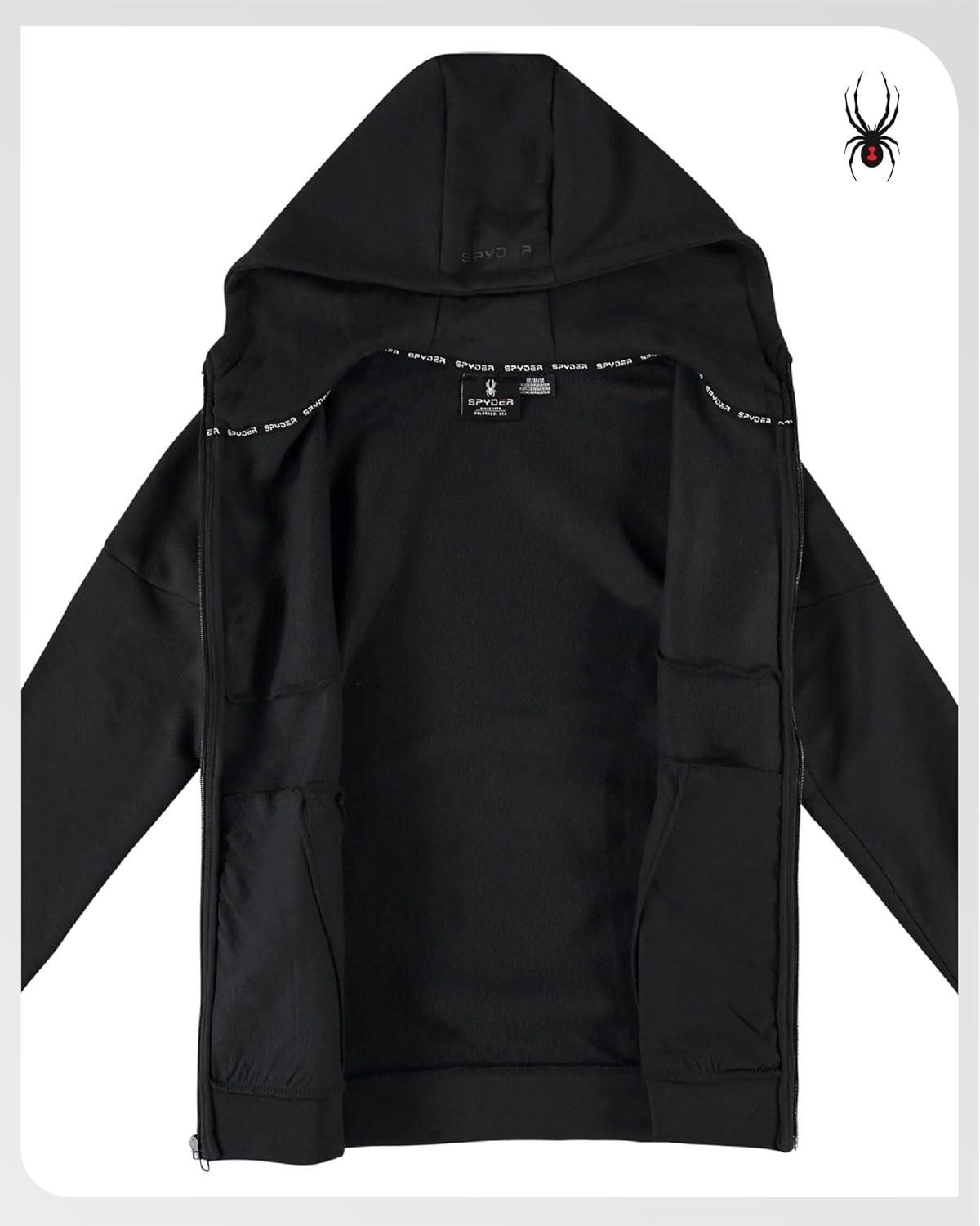 imageSpyder Mens Zip Up Hoodie Super Soft Performance Fleece Sweatshirts for Men Warm Athletic Hoodies for Running Walking GymBlack Ink