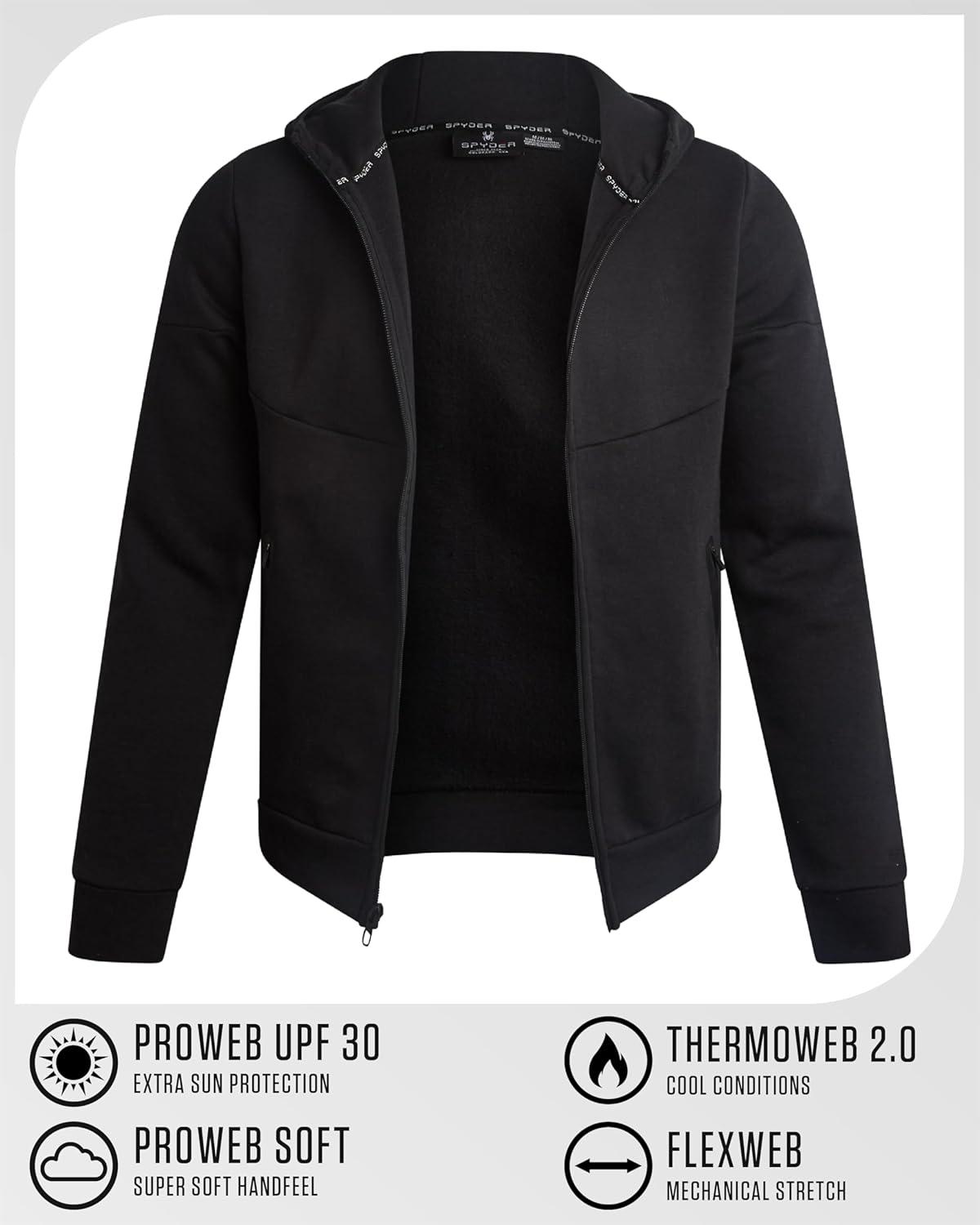 imageSpyder Mens Zip Up Hoodie Super Soft Performance Fleece Sweatshirts for Men Warm Athletic Hoodies for Running Walking GymBlack Ink