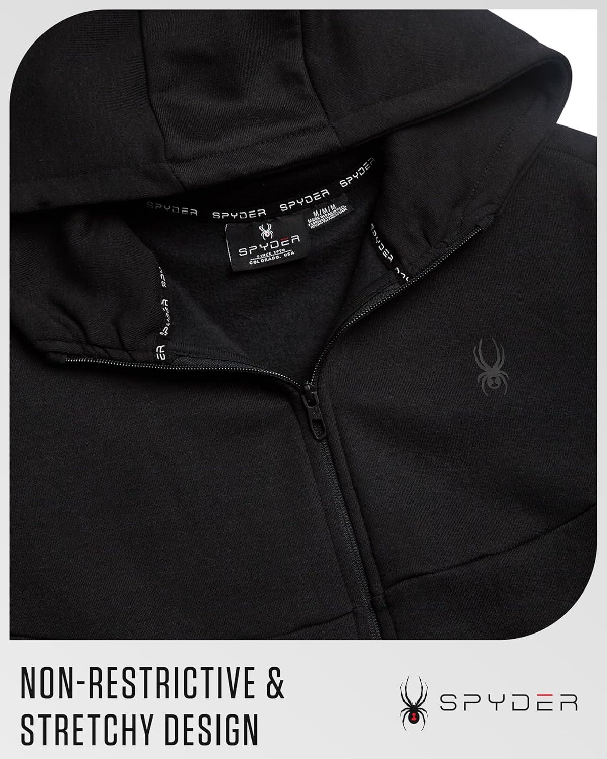 imageSpyder Mens Zip Up Hoodie Super Soft Performance Fleece Sweatshirts for Men Warm Athletic Hoodies for Running Walking GymBlack Ink