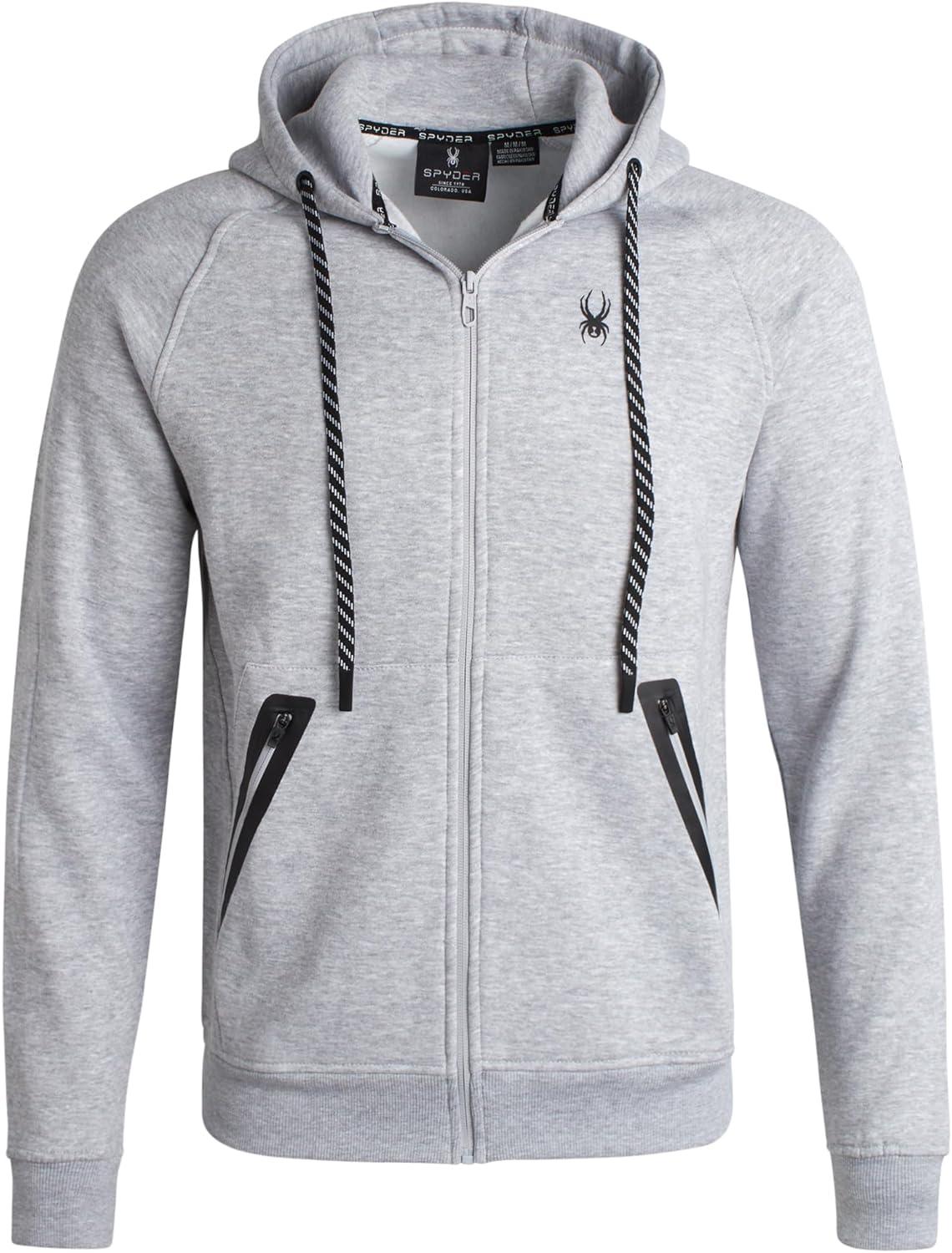 imageSpyder Mens Zip Up Hoodie Super Soft Performance Fleece Sweatshirts for Men Warm Athletic Hoodies for Running Walking GymHeather Grey