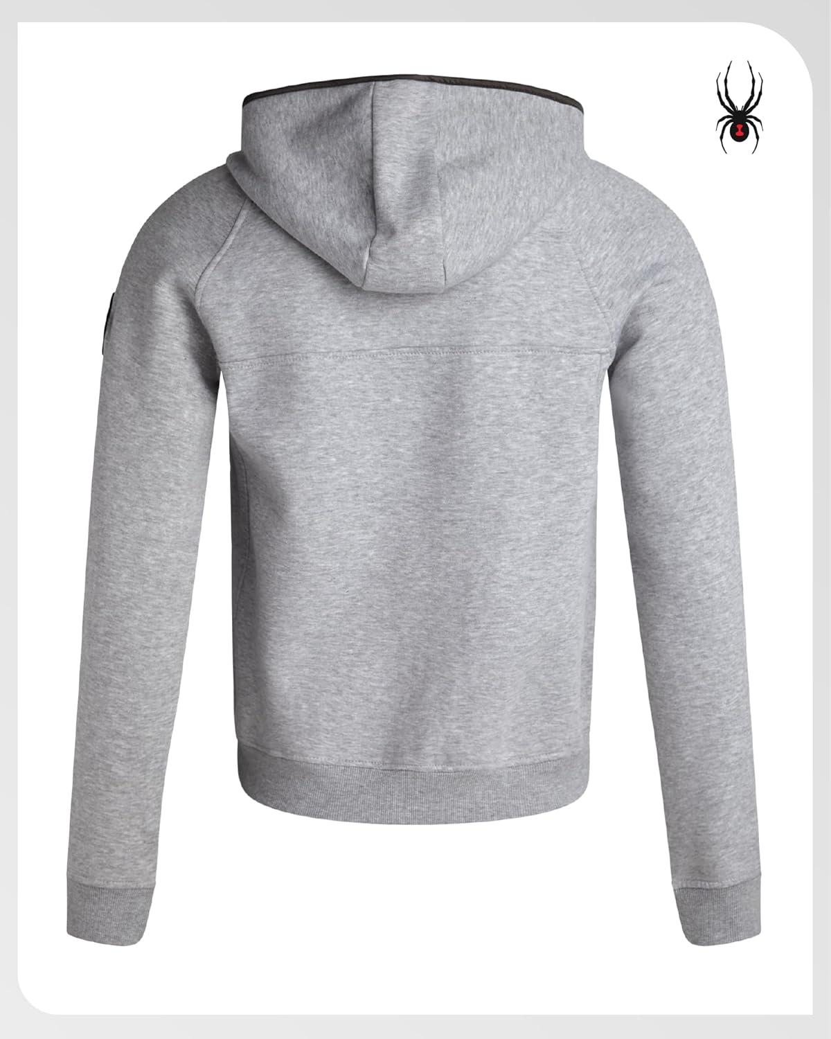 imageSpyder Mens Zip Up Hoodie Super Soft Performance Fleece Sweatshirts for Men Warm Athletic Hoodies for Running Walking GymHeather Grey Coal
