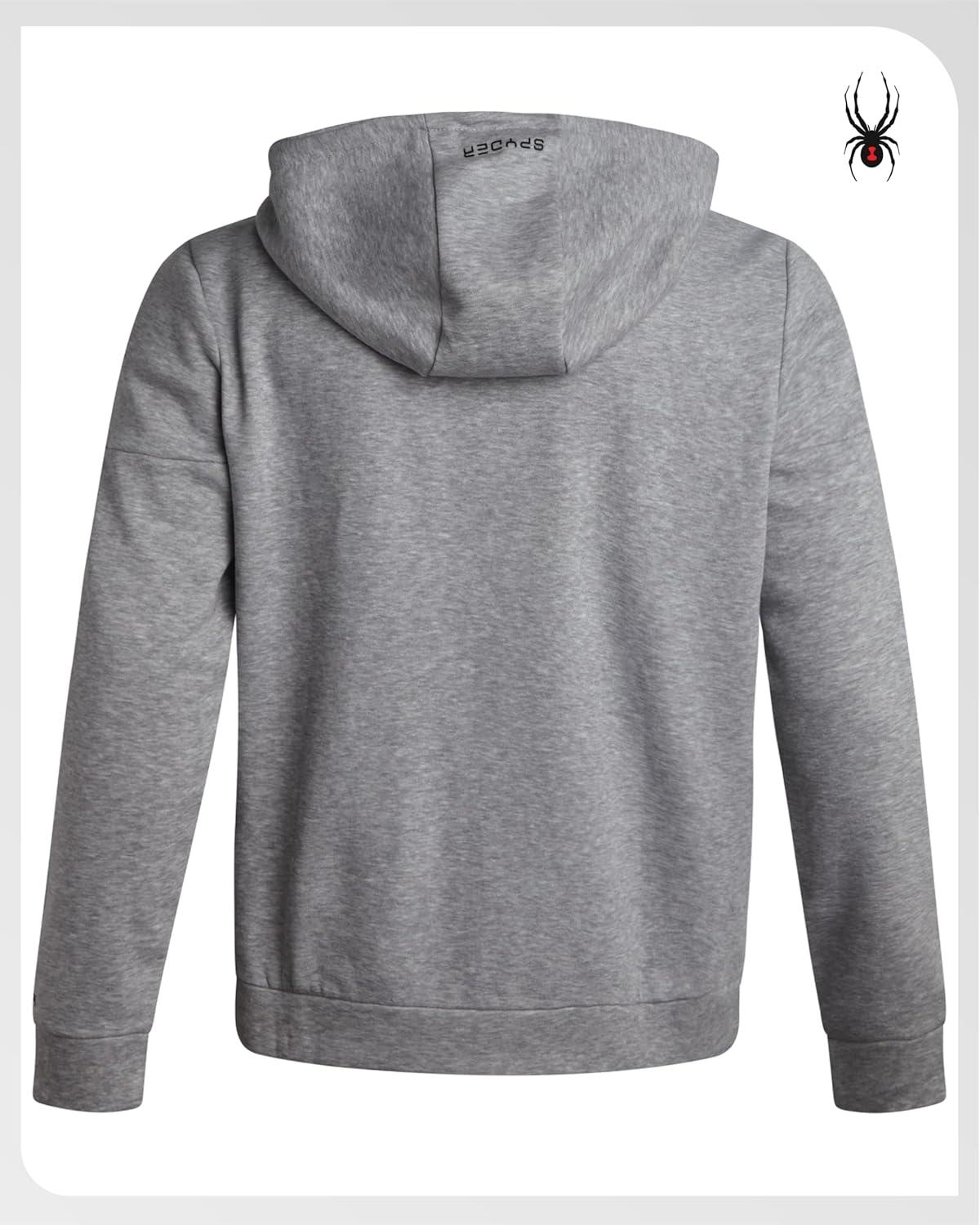 imageSpyder Mens Zip Up Hoodie Super Soft Performance Fleece Sweatshirts for Men Warm Athletic Hoodies for Running Walking GymHeather Grey Light