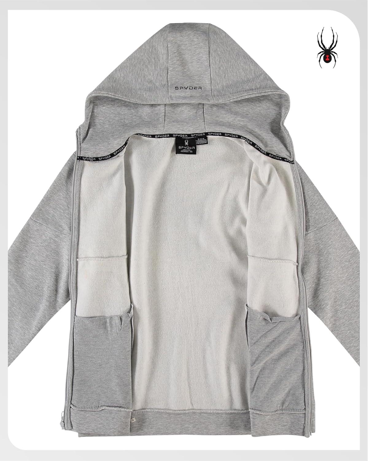 imageSpyder Mens Zip Up Hoodie Super Soft Performance Fleece Sweatshirts for Men Warm Athletic Hoodies for Running Walking GymHeather Grey Light