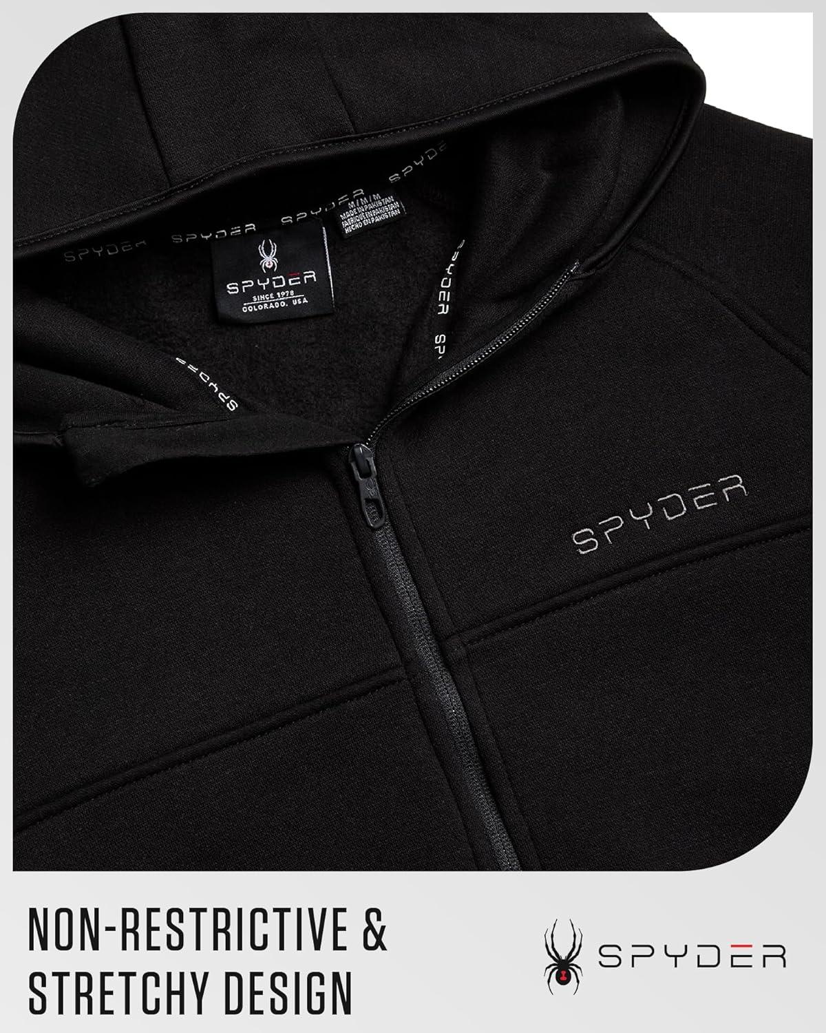 imageSpyder Mens Zip Up Hoodie Super Soft Performance Fleece Sweatshirts for Men Warm Athletic Hoodies for Running Walking GymJet Black