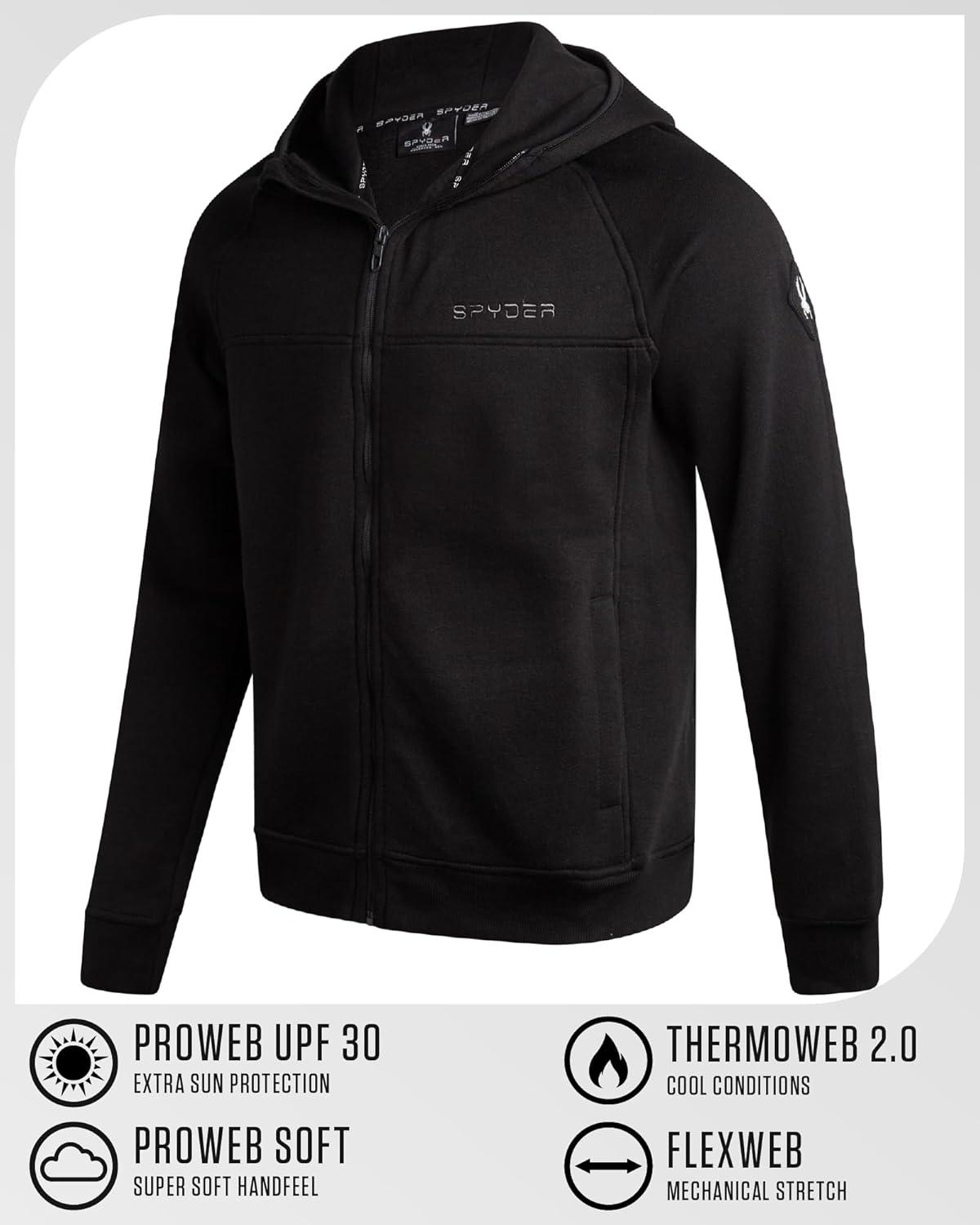 imageSpyder Mens Zip Up Hoodie Super Soft Performance Fleece Sweatshirts for Men Warm Athletic Hoodies for Running Walking GymJet Black