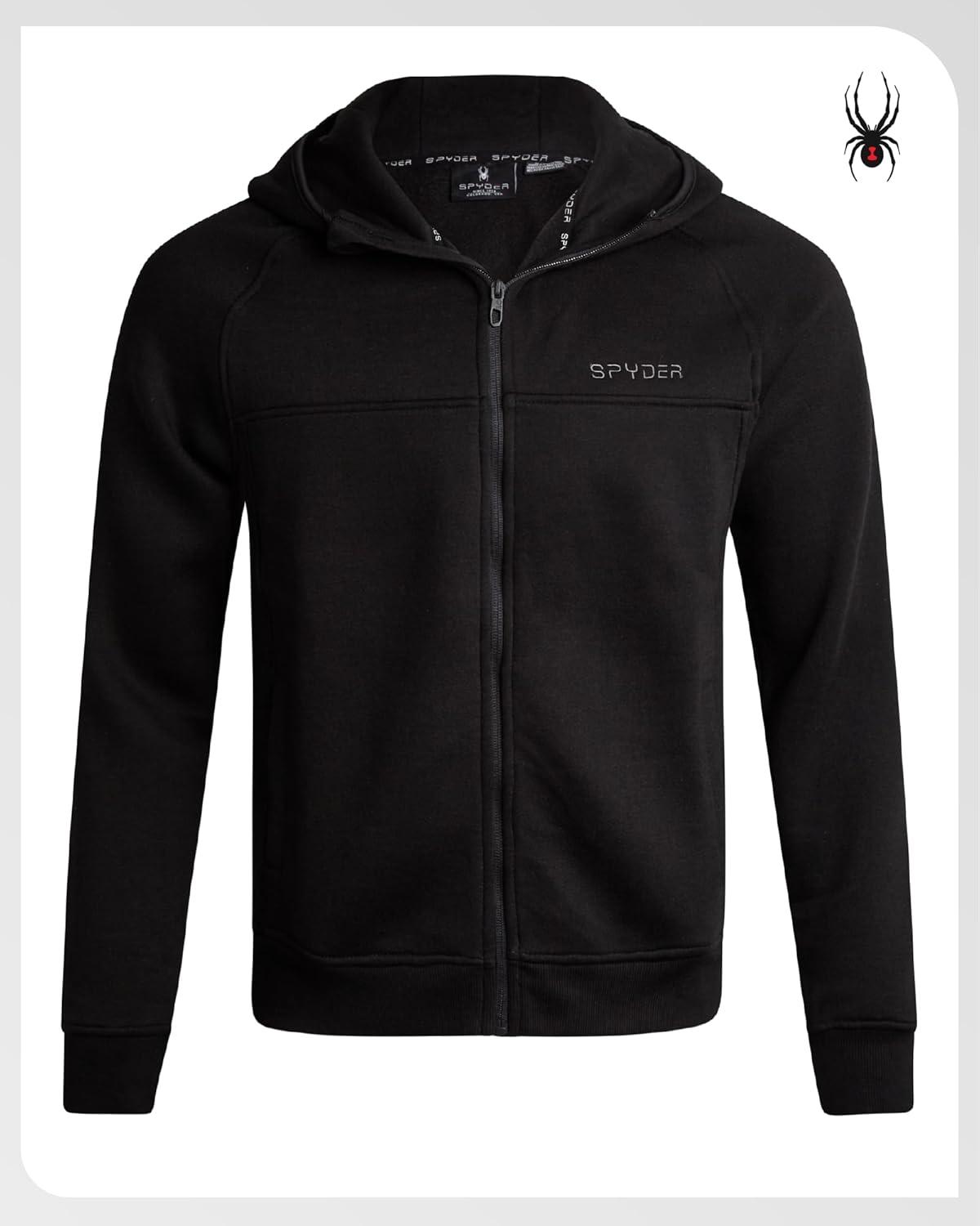 imageSpyder Mens Zip Up Hoodie Super Soft Performance Fleece Sweatshirts for Men Warm Athletic Hoodies for Running Walking GymJet Black