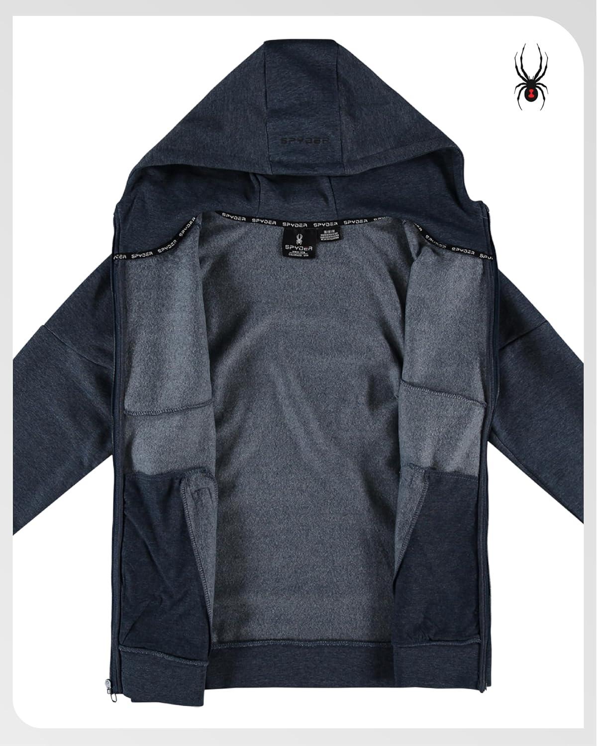 imageSpyder Mens Zip Up Hoodie Super Soft Performance Fleece Sweatshirts for Men Warm Athletic Hoodies for Running Walking GymNavy Heather