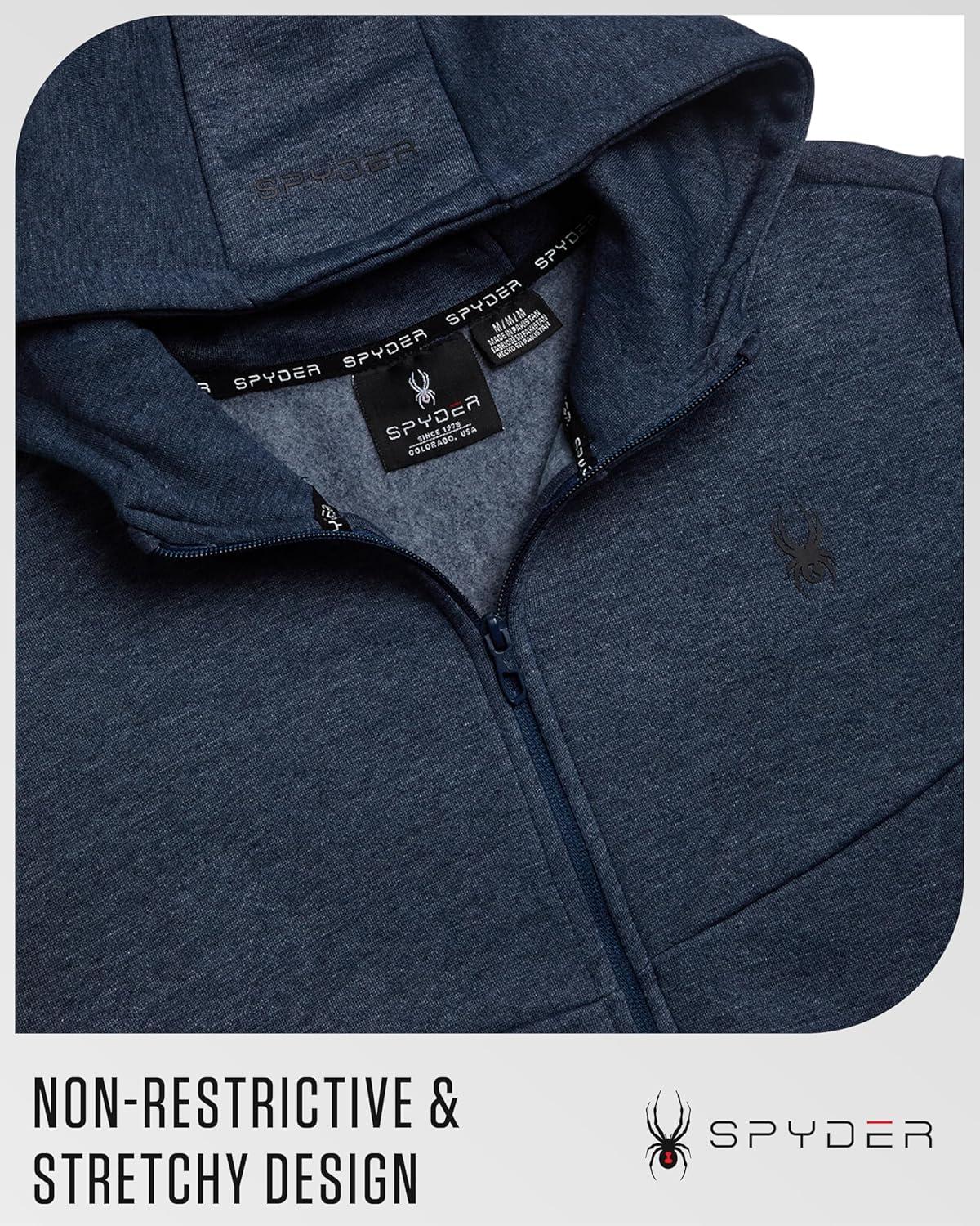 imageSpyder Mens Zip Up Hoodie Super Soft Performance Fleece Sweatshirts for Men Warm Athletic Hoodies for Running Walking GymNavy Heather