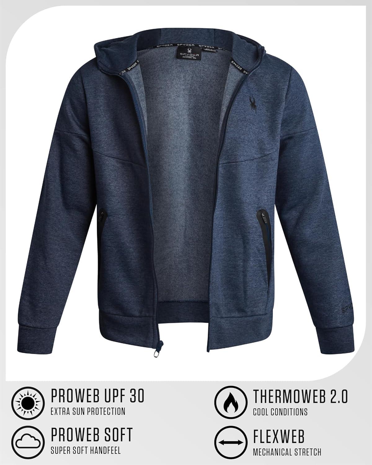 imageSpyder Mens Zip Up Hoodie Super Soft Performance Fleece Sweatshirts for Men Warm Athletic Hoodies for Running Walking GymNavy Heather