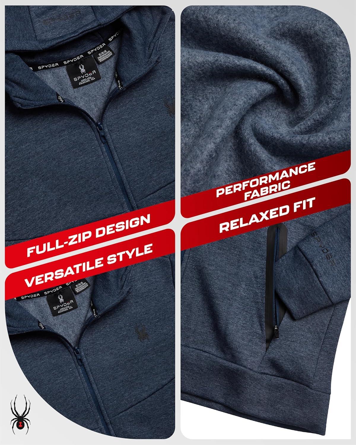 imageSpyder Mens Zip Up Hoodie Super Soft Performance Fleece Sweatshirts for Men Warm Athletic Hoodies for Running Walking GymNavy Heather