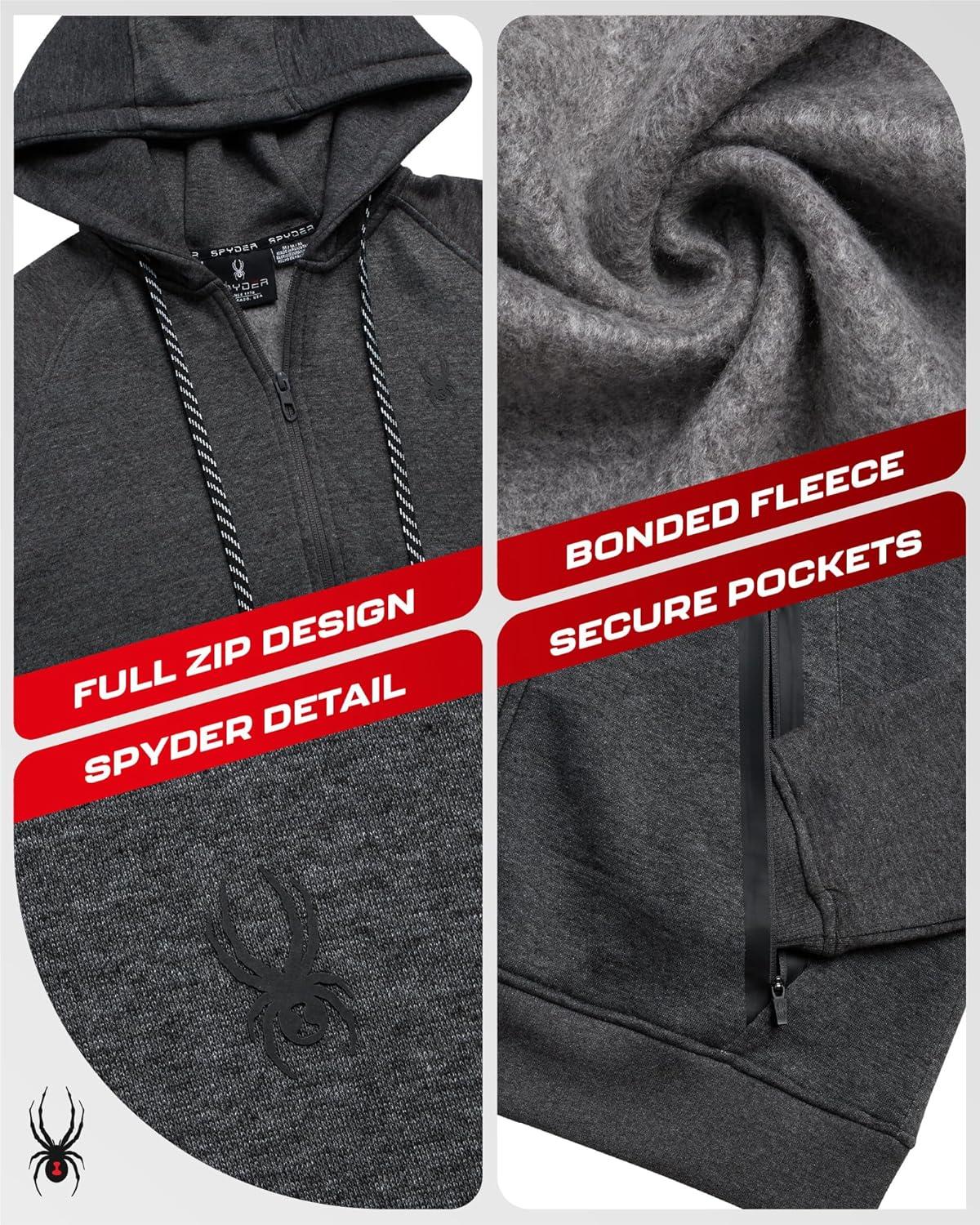 imageSpyder Mens Zip Up Hoodie Super Soft Performance Fleece Sweatshirts for Men Warm Athletic Hoodies for Running Walking GymPolar