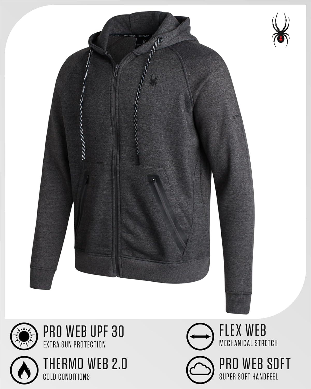 imageSpyder Mens Zip Up Hoodie Super Soft Performance Fleece Sweatshirts for Men Warm Athletic Hoodies for Running Walking GymPolar