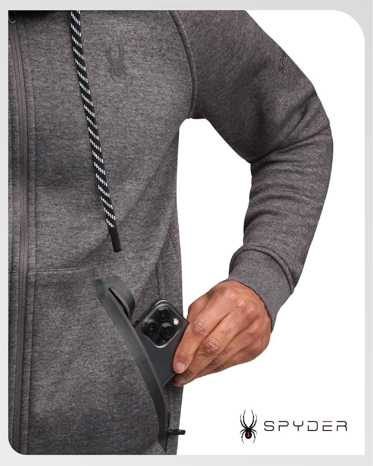 imageSpyder Mens Zip Up Hoodie Super Soft Performance Fleece Sweatshirts for Men Warm Athletic Hoodies for Running Walking GymPolar