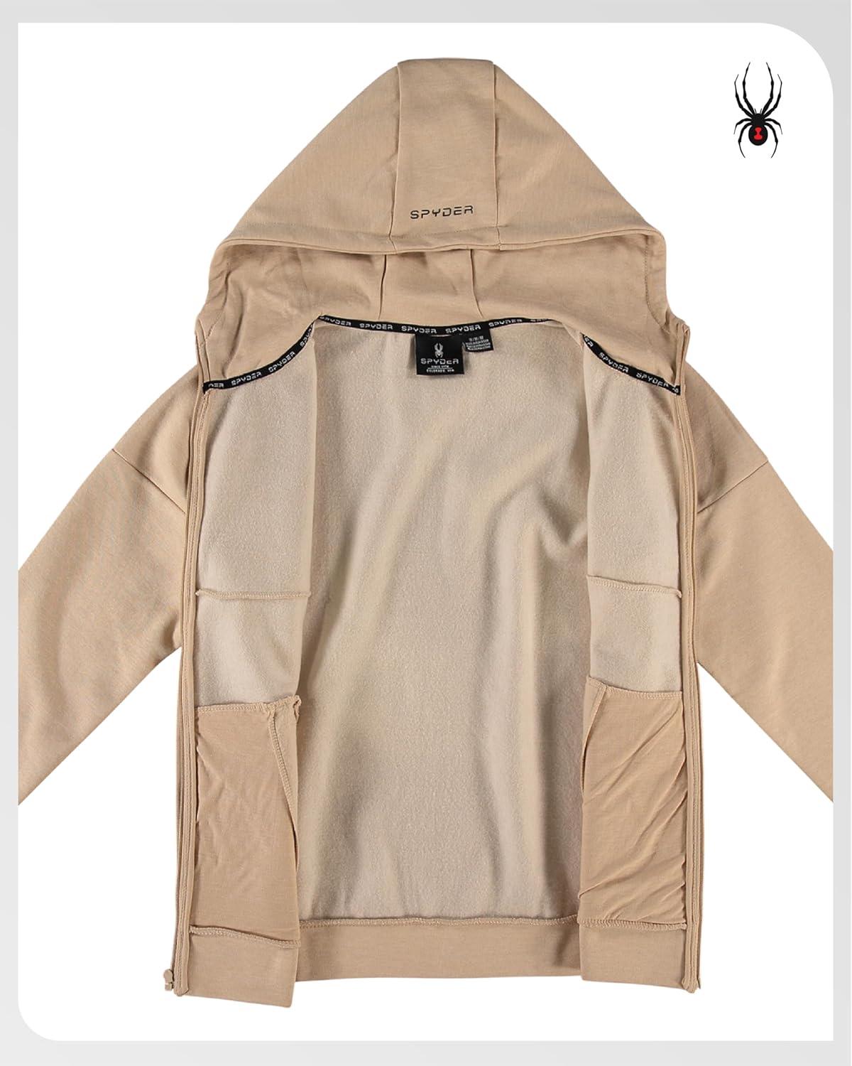 imageSpyder Mens Zip Up Hoodie Super Soft Performance Fleece Sweatshirts for Men Warm Athletic Hoodies for Running Walking GymSand Beige