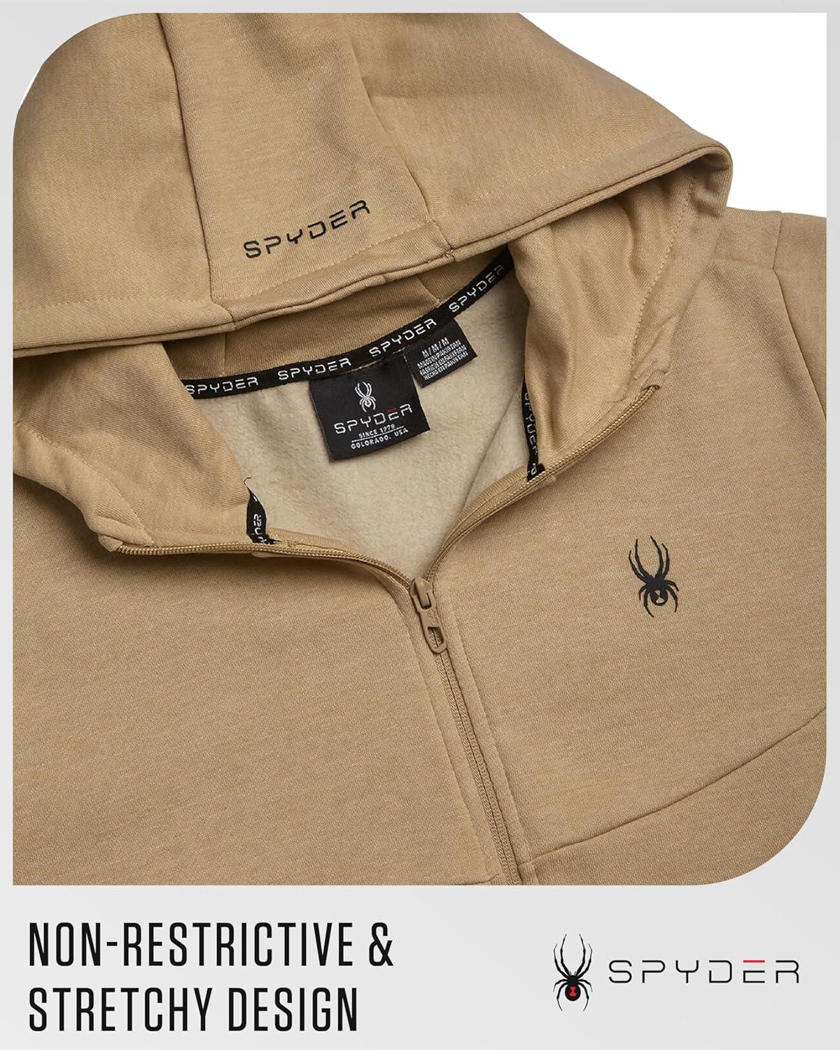 imageSpyder Mens Zip Up Hoodie Super Soft Performance Fleece Sweatshirts for Men Warm Athletic Hoodies for Running Walking GymSand Beige