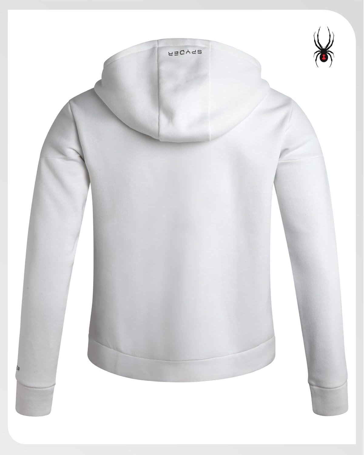 imageSpyder Mens Zip Up Hoodie Super Soft Performance Fleece Sweatshirts for Men Warm Athletic Hoodies for Running Walking GymWhite