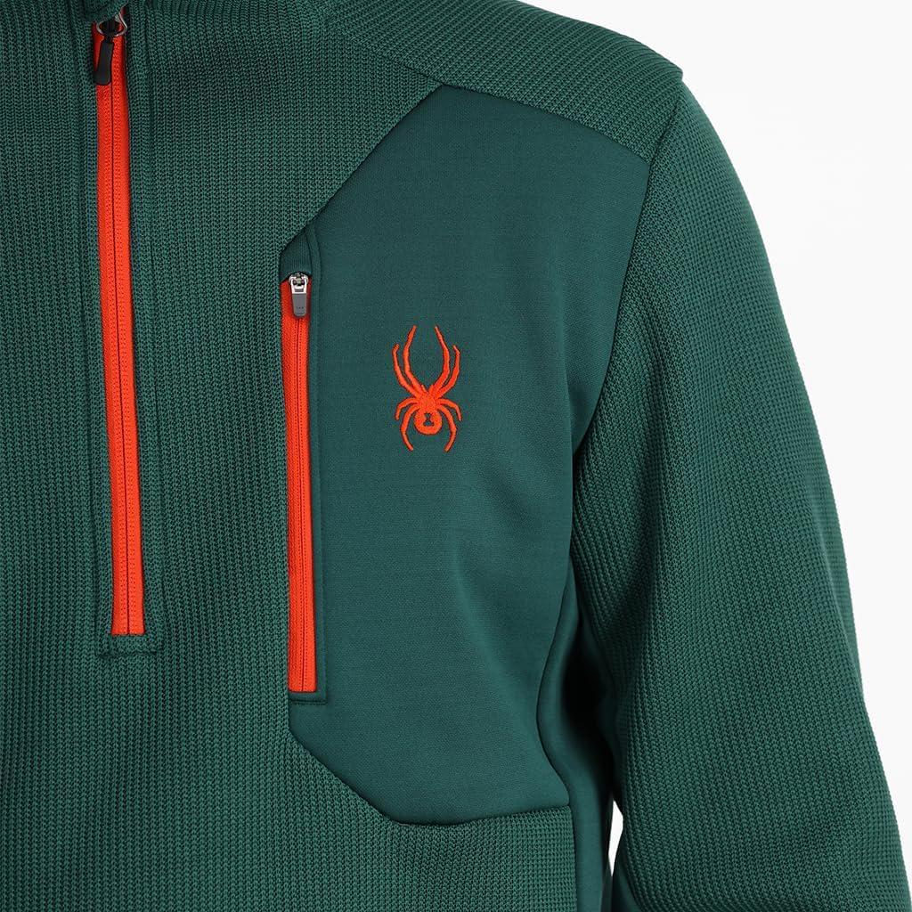imageSpyder mens Bandit 12 Zip Fleece Ski Mid Layer Sweater JacketCypress Green