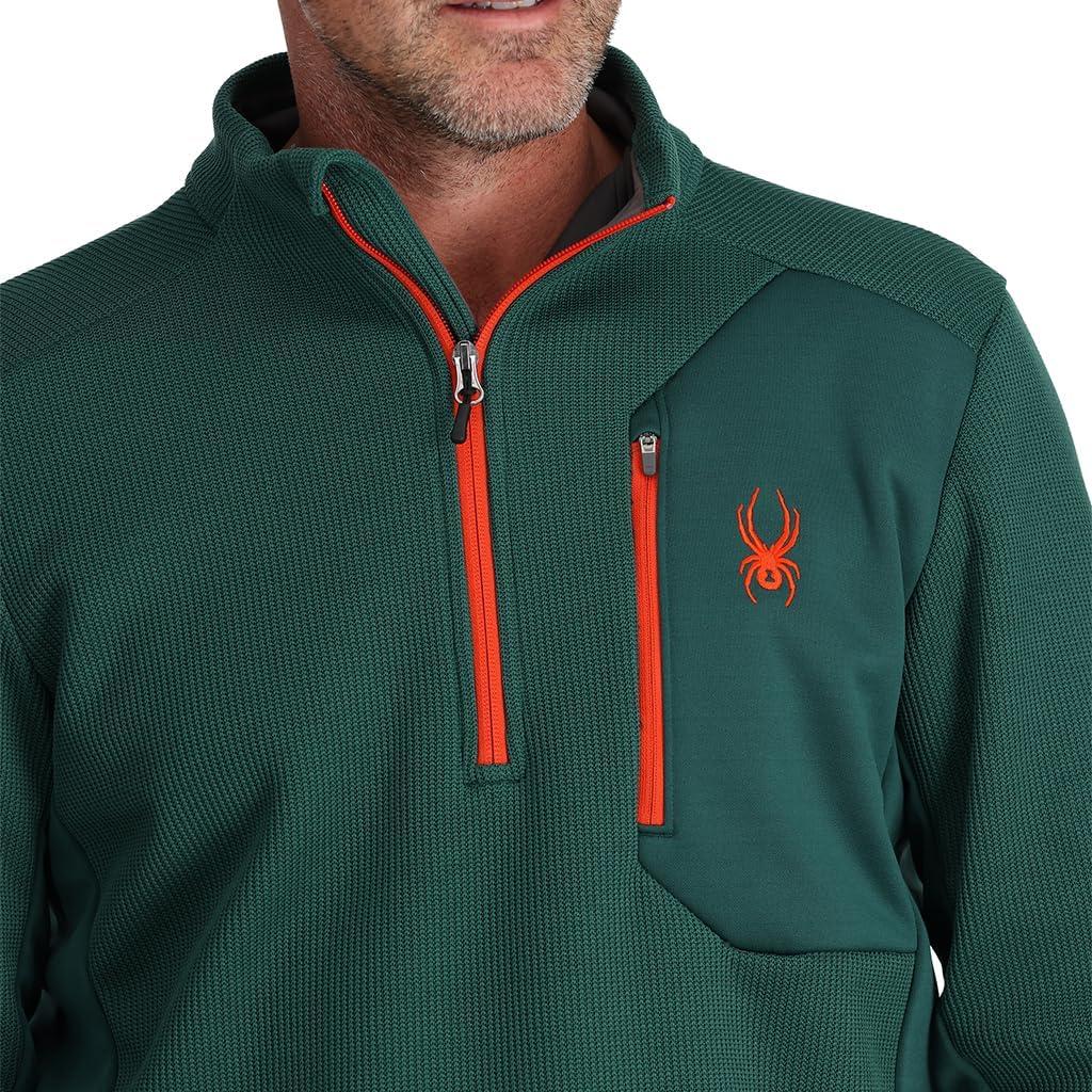 imageSpyder mens Bandit 12 Zip Fleece Ski Mid Layer Sweater JacketCypress Green
