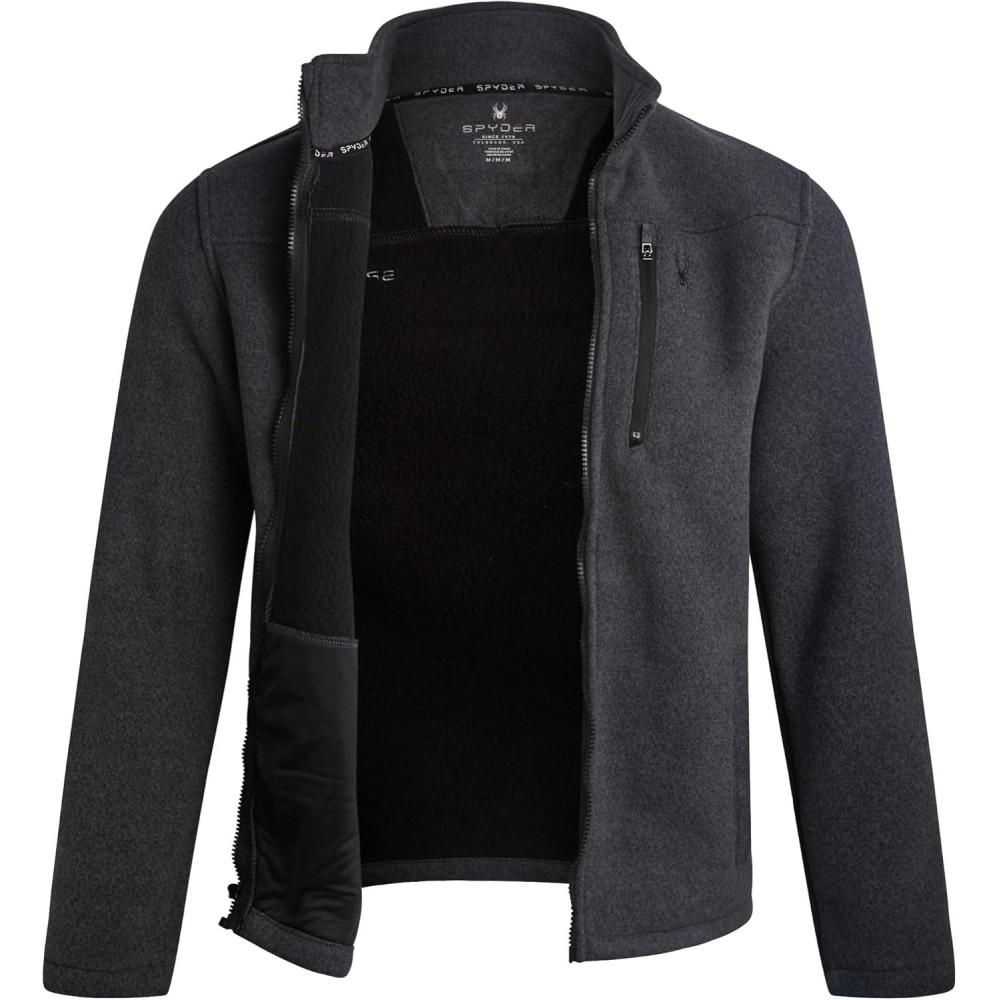 imageSpyder Mens Fleece Jacket Full Zip Up Lightweight Sherpa Fleece Fall Mens Winter Jacket with Pockets for Outdoor HikingBlack
