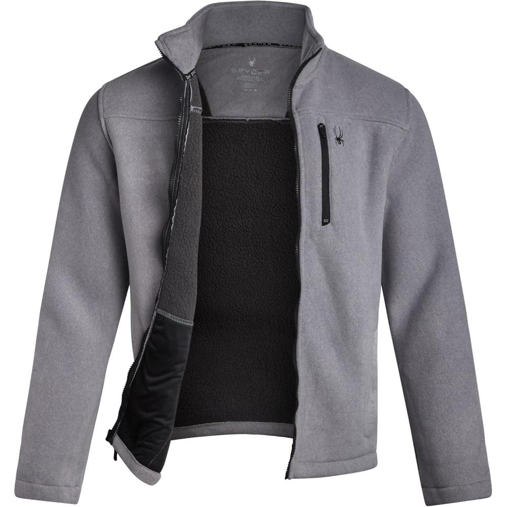 imageSpyder Mens Fleece Jacket Full Zip Up Lightweight Sherpa Fleece Fall Mens Winter Jacket with Pockets for Outdoor HikingLight Grey