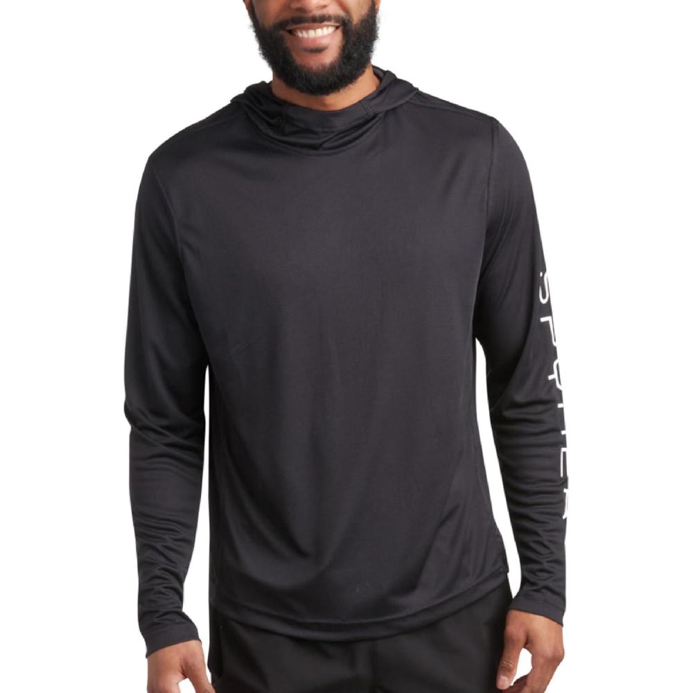 imageSpyder Mens Sun Hoodie Quick Dry Lightweight UPF 50 UV Protection Long Sleeve Rash Guard Swim Shirts for MenBlack