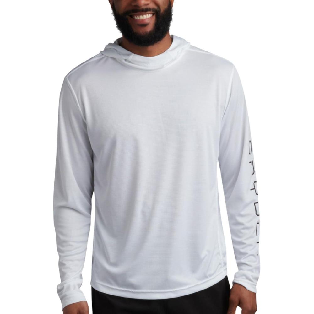 imageSpyder Mens Sun Hoodie Quick Dry Lightweight UPF 50 UV Protection Long Sleeve Rash Guard Swim Shirts for MenWhite