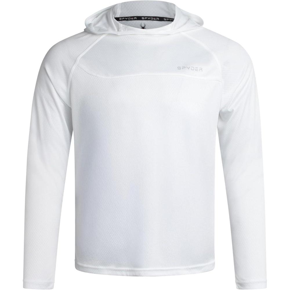 imageSpyder Mens Sun Hoodie UPF 50 UV Protection Long Sleeve Rash Guard Quick Dry Moisture Wicking Swim Shirts for MenWhite