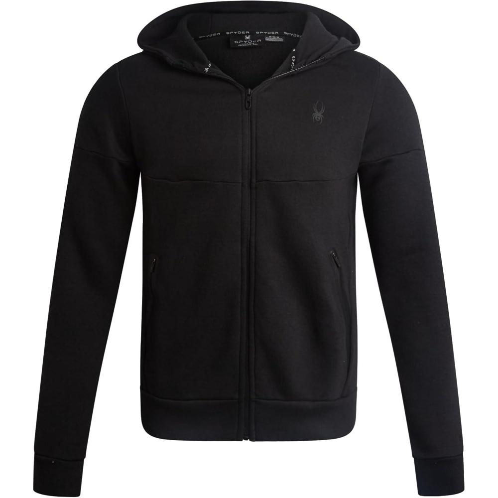imageSpyder Mens Zip Up Hoodie Super Soft Performance Fleece Sweatshirts for Men Warm Athletic Hoodies for Running Walking GymBlack Ink