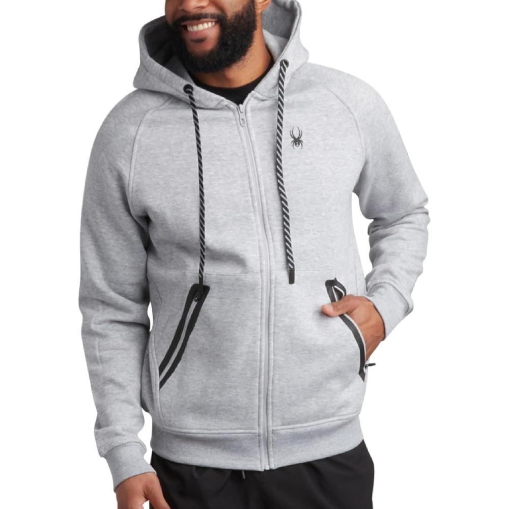 imageSpyder Mens Zip Up Hoodie Super Soft Performance Fleece Sweatshirts for Men Warm Athletic Hoodies for Running Walking GymHeather Grey