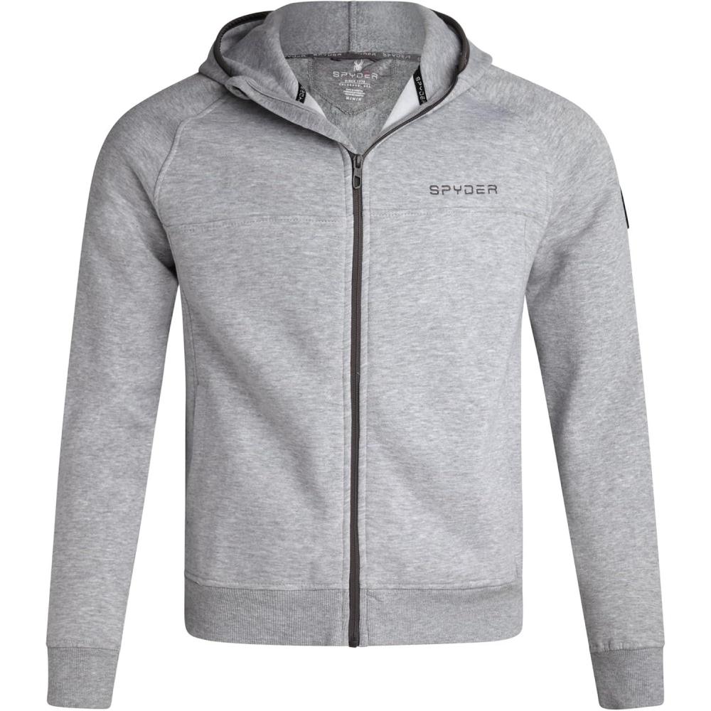 imageSpyder Mens Zip Up Hoodie Super Soft Performance Fleece Sweatshirts for Men Warm Athletic Hoodies for Running Walking GymHeather Grey Coal