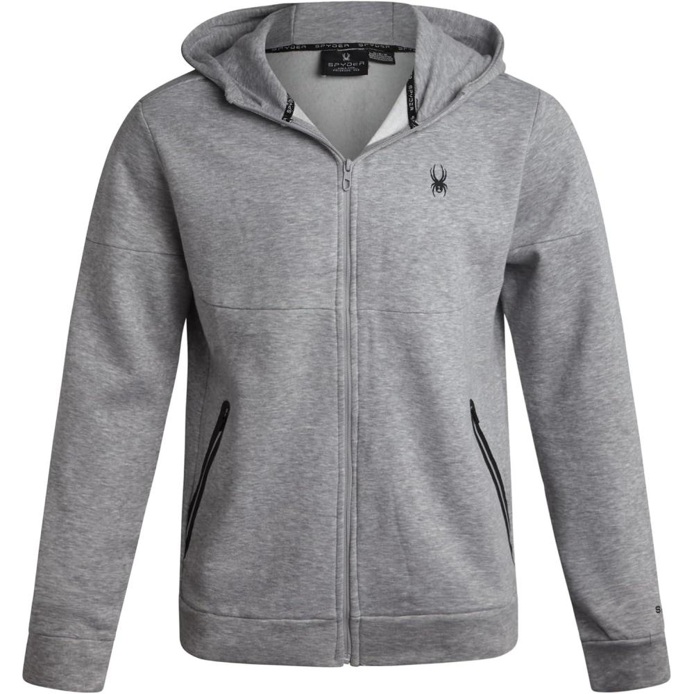 imageSpyder Mens Zip Up Hoodie Super Soft Performance Fleece Sweatshirts for Men Warm Athletic Hoodies for Running Walking GymHeather Grey Light