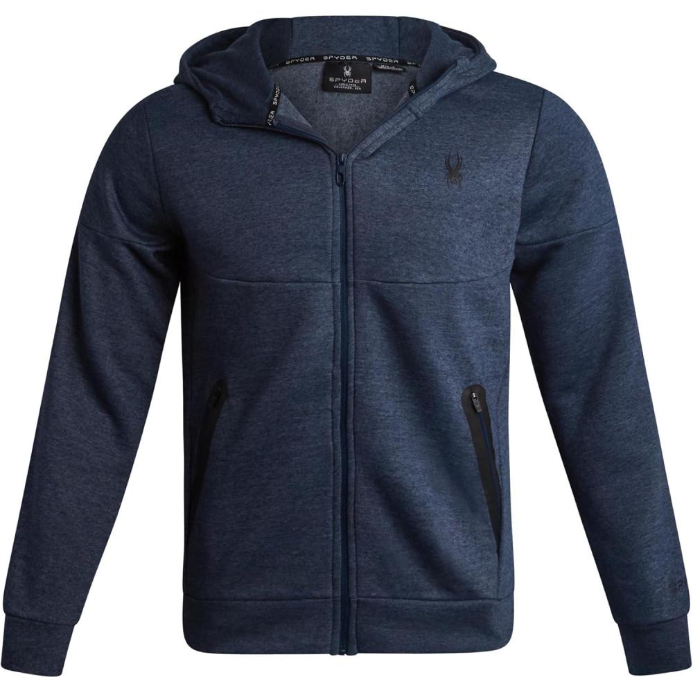 imageSpyder Mens Zip Up Hoodie Super Soft Performance Fleece Sweatshirts for Men Warm Athletic Hoodies for Running Walking GymNavy Heather