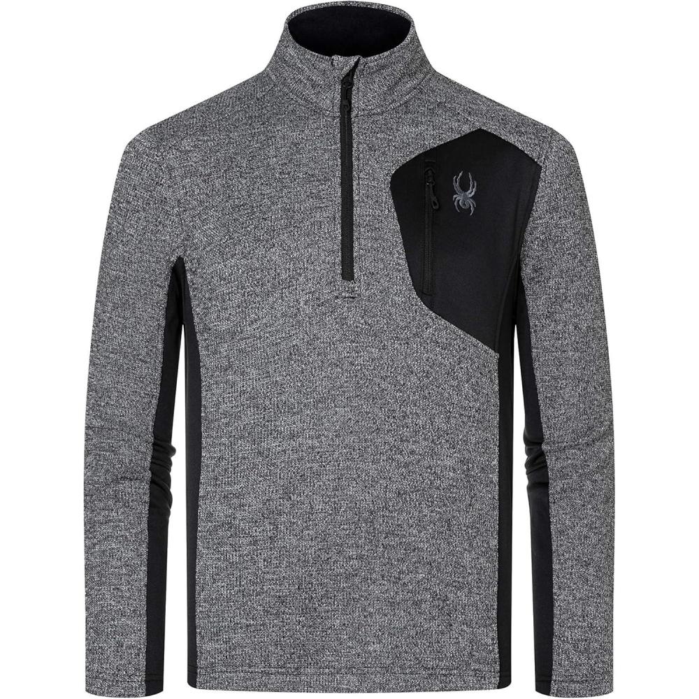imageSpyder mens Bandit 12 Zip Fleece Ski Mid Layer Sweater JacketBlack Alloy
