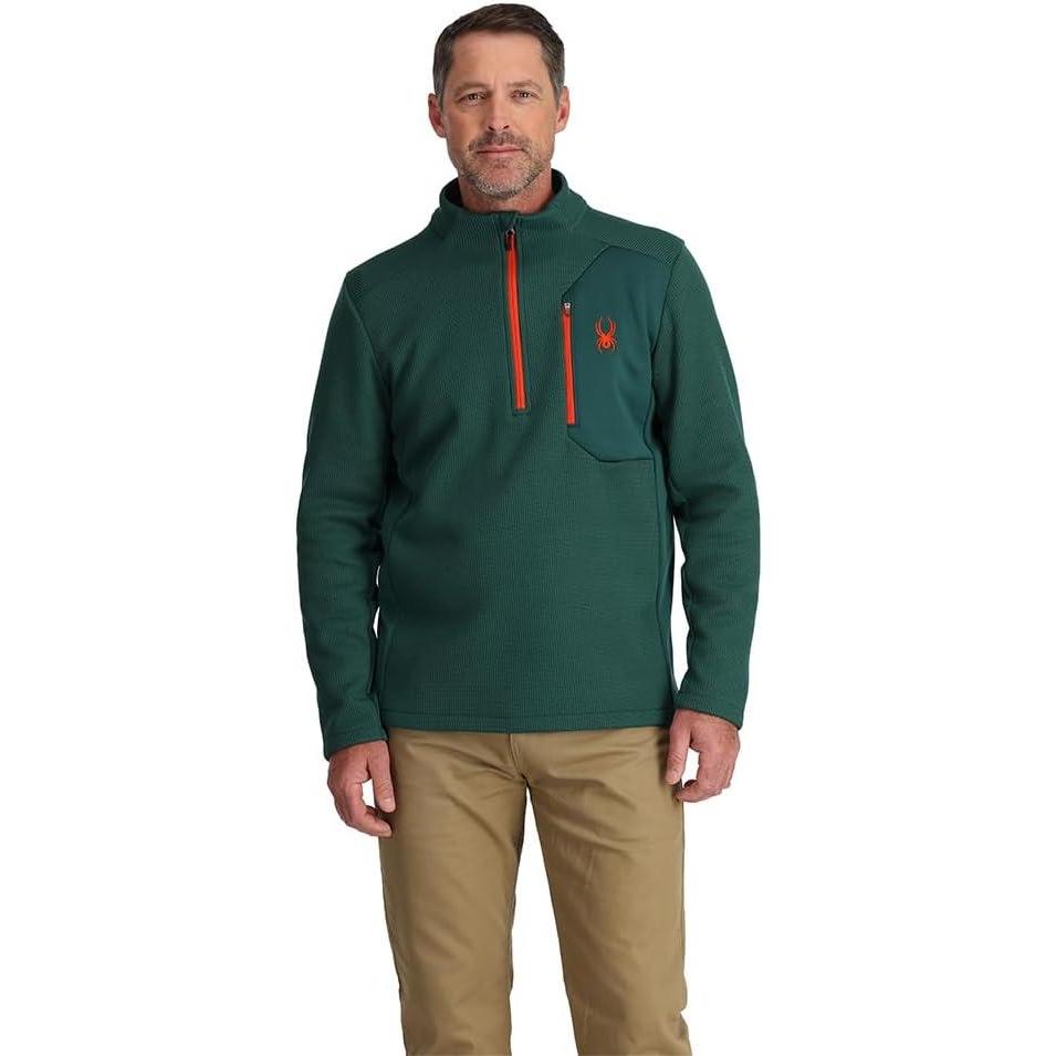 imageSpyder mens Bandit 12 Zip Fleece Ski Mid Layer Sweater JacketCypress Green