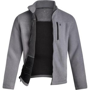 Spyder Mens Fleece Jacket – Full Zip Up Lightweight Sherpa Fleece Fall Mens Winter Jacket with Pockets for Outdoor Hiking(Light Grey)