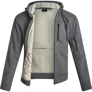 Spyder Mens Sherpa Fur Hoodie – Soft Stretch Waffle Knit Full Zip Up Hoodie Sweatshirt for Men with Cozy Sherpa Fleece Lining(Black Ink)