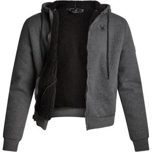 Spyder Mens Sherpa Fur Hoodie – Soft Stretch Waffle Knit Full Zip Up Hoodie Sweatshirt for Men with Cozy Sherpa Fleece Lining(Charcoal Heather)