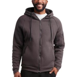 Spyder Mens Sherpa Fur Hoodie – Soft Stretch Waffle Knit Full Zip Up Hoodie Sweatshirt for Men with Cozy Sherpa Fleece Lining(Grey)