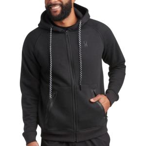 Spyder Mens Zip Up Hoodie – Super Soft Performance Fleece Sweatshirts for Men – Warm Athletic Hoodies for Running Walking Gym(Black)