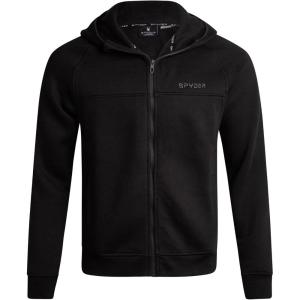 Spyder Mens Zip Up Hoodie – Super Soft Performance Fleece Sweatshirts for Men – Warm Athletic Hoodies for Running Walking Gym(Jet Black)
