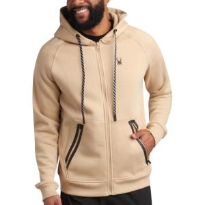Spyder Mens Zip Up Hoodie – Super Soft Performance Fleece Sweatshirts for Men – Warm Athletic Hoodies for Running Walking Gym(Sand)
