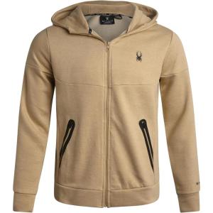 Spyder Mens Zip Up Hoodie – Super Soft Performance Fleece Sweatshirts for Men – Warm Athletic Hoodies for Running Walking Gym(Sand Beige)