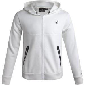 Spyder Mens Zip Up Hoodie – Super Soft Performance Fleece Sweatshirts for Men – Warm Athletic Hoodies for Running Walking Gym(White)