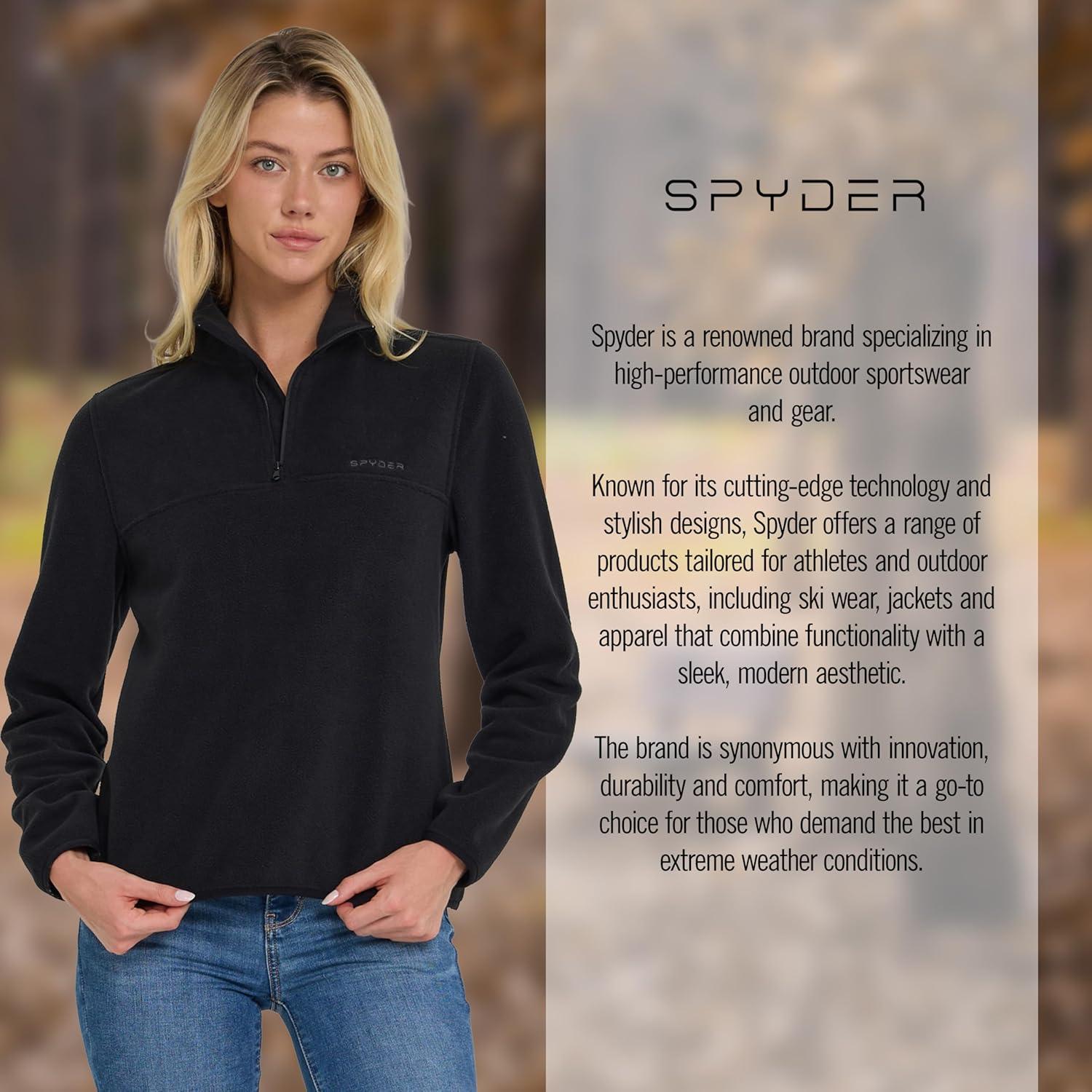 imageSpyder Fleece Pullover Women Soft Quarter Zip Warm Lightweight Long Sleeve Sweater Top for Fall Winter Casual WearBlack