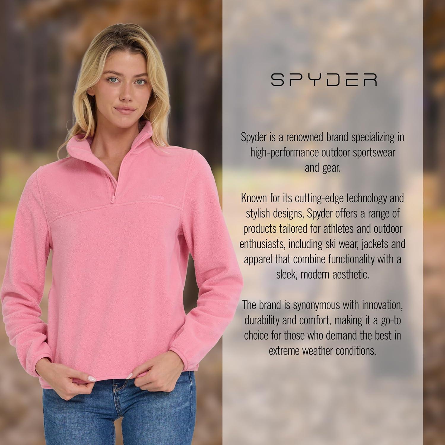 imageSpyder Fleece Pullover Women Soft Quarter Zip Warm Lightweight Long Sleeve Sweater Top for Fall Winter Casual WearPink