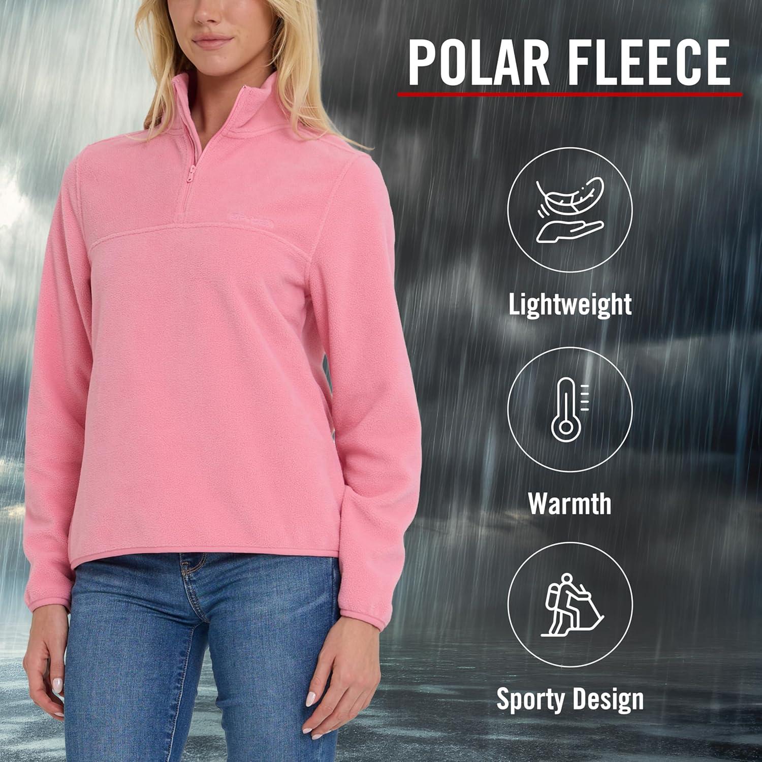 imageSpyder Fleece Pullover Women Soft Quarter Zip Warm Lightweight Long Sleeve Sweater Top for Fall Winter Casual WearPink